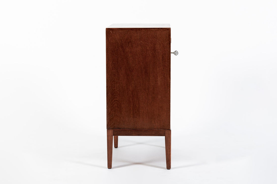 Antique Art Deco Scandinavian Small Oak Wood Side Cabinet or Nightstand 1950s