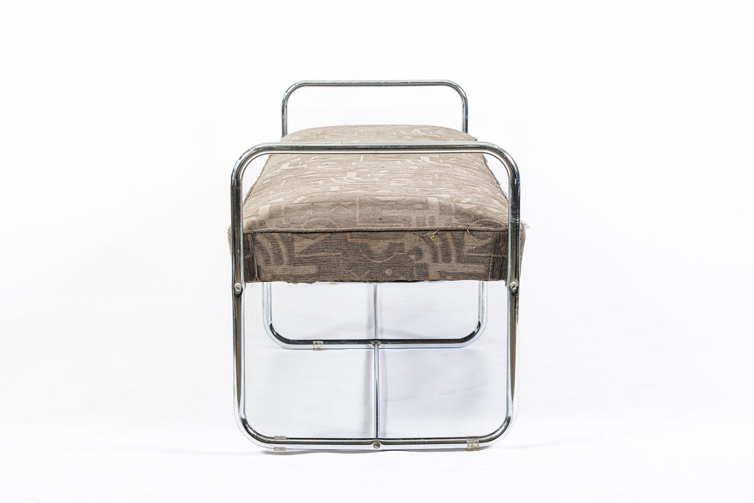 Antique Hoffmann Bauhaus Daybed Bench for Howell, Art Deco Chrome Tubular Steel Bench, 1940s