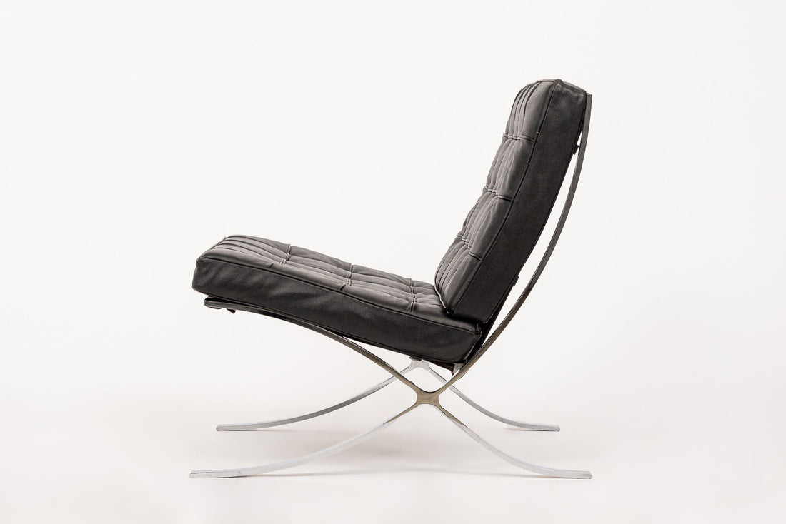 Mid Century Black Barcelona Chair by Mies van der Rohe for Knoll