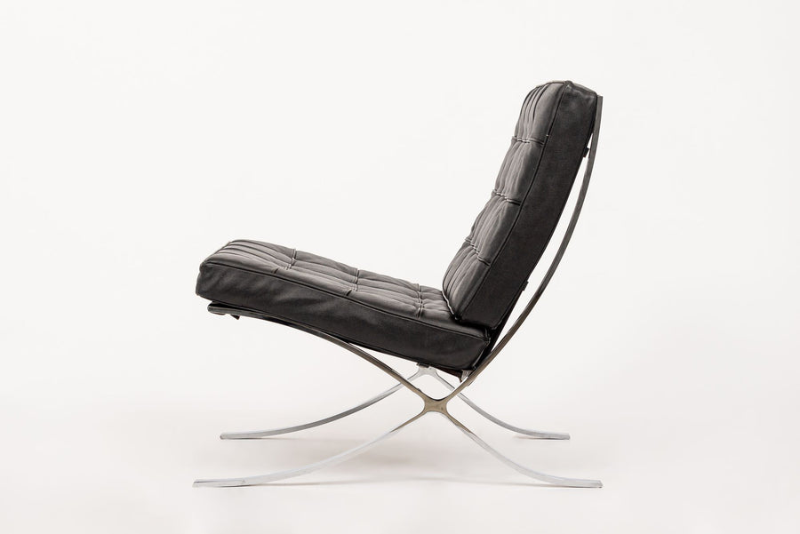 Mid Century Black Barcelona Chair by Mies van der Rohe for Knoll