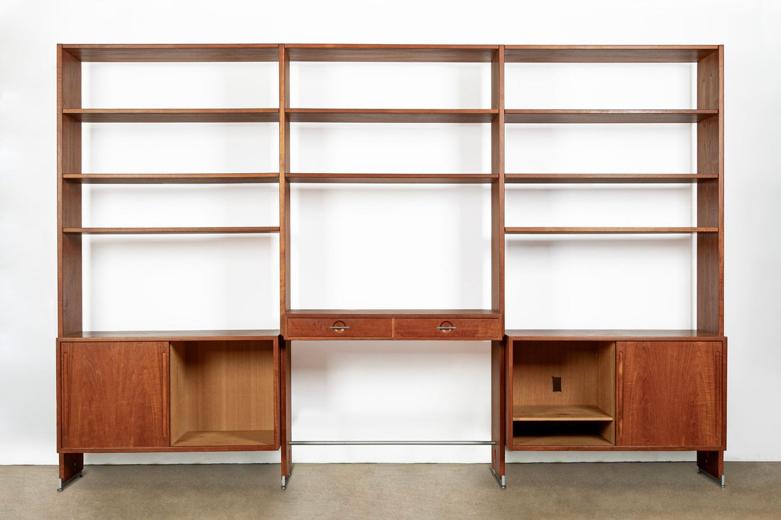 Mid-Century Modern Teak Wall Unit Bookcase RY100 by Hans Wegner for Ry Møbler, 1960s