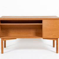 Mid Century Danish Modern Oak Wood Writing Desk 1960s