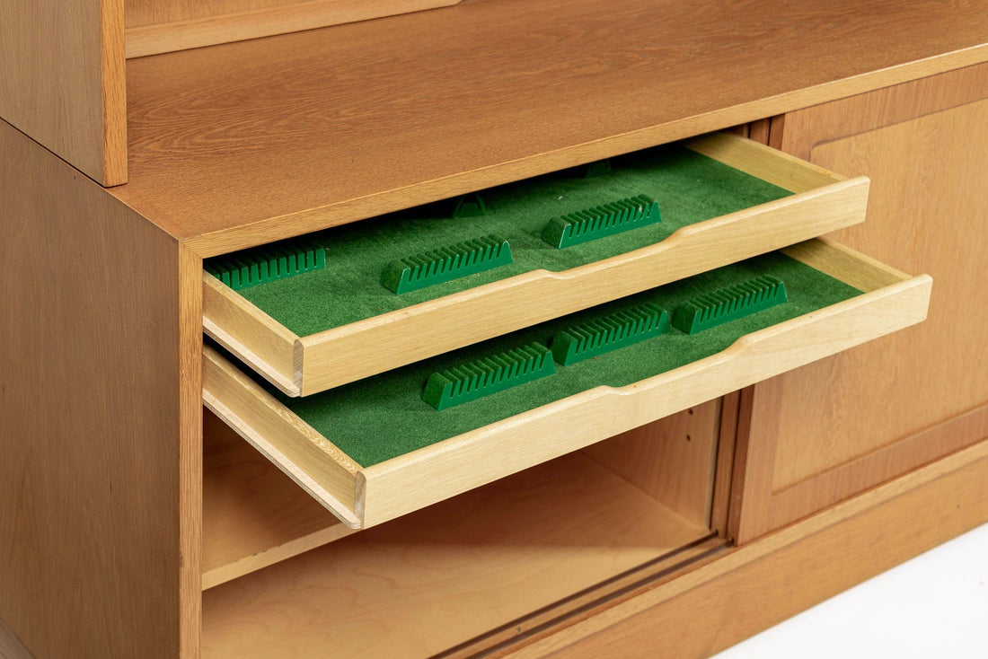 Mid Century Danish Oak Wood Shelving & Display Cabinets by Poul Hundevad