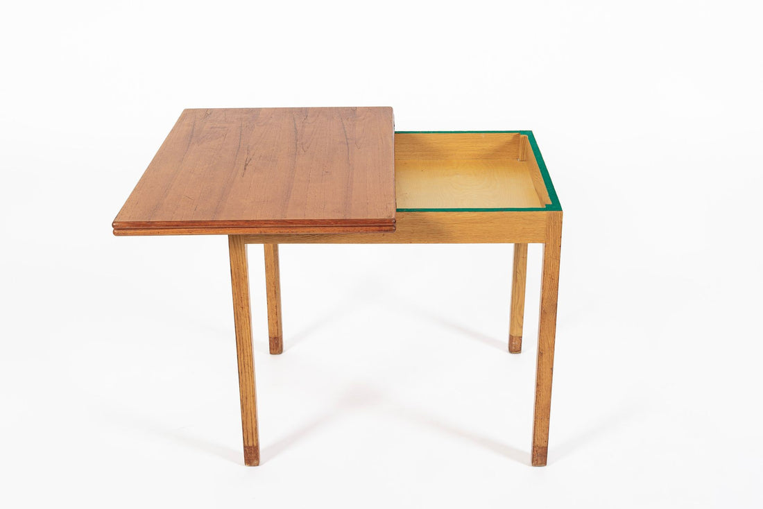 Mid-Century Danish Small Wood Extendable Dining or Game Table by SKM