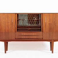 Mid-Century Danish Modern Teak High Sideboard or Bar Cabinet 1960s