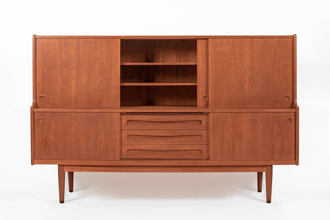 Mid-Century Danish Teak Tall Sideboard or Bar Cabinet by Johannes Andersen