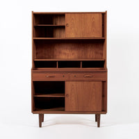 Mid Century Danish Teak Wood Bookcase Cabinet & Secretary Desk 1960s
