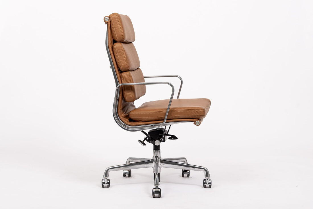 Herman Miller Eames Tall Brown Leather Desk Chair Soft Pad