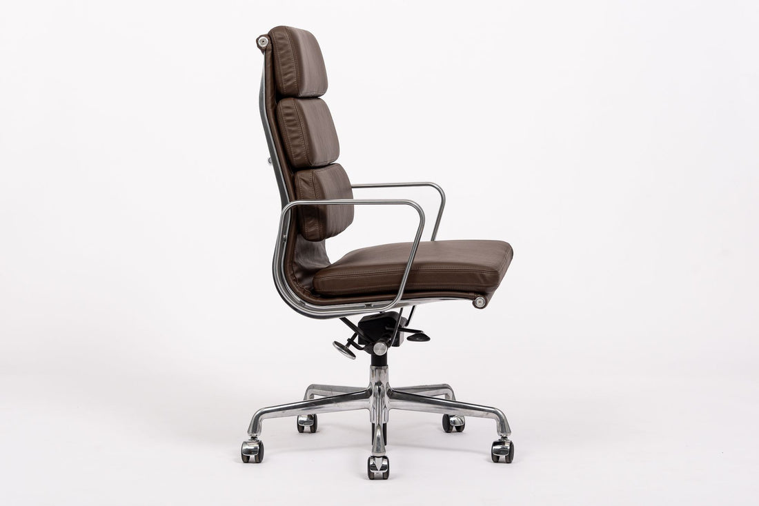 Herman Miller Eames Tall Dark Brown Leather Desk Chair Soft Pad