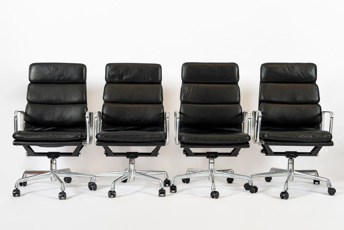 Authentic Eames Herman Miller Tall Black Leather Office Chairs 2001