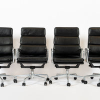 Authentic Eames Herman Miller Tall Black Leather Office Chairs, 2001 - Set of 4