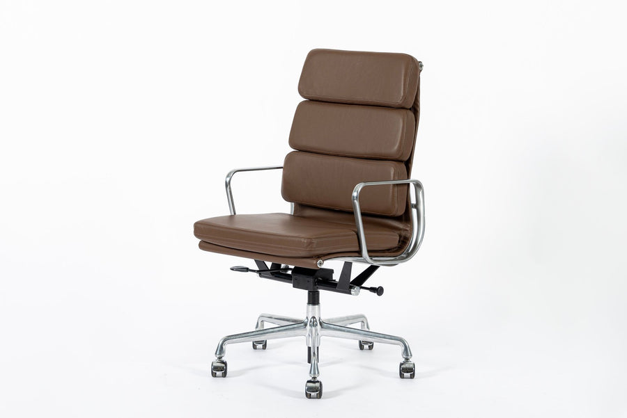 Eames for Herman Miller Tall Brown Leather Desk Chair Soft Pad