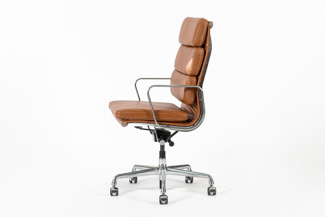 Herman Miller Eames Tall Brown Leather Desk Chair Soft Pad