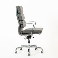 Herman Miller Eames Aluminum Group Tall Gray Leather Office Chair Soft Pad