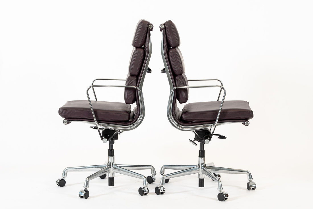Eames for Herman Miller Tall Dark Purple Desk Chairs Set of 2