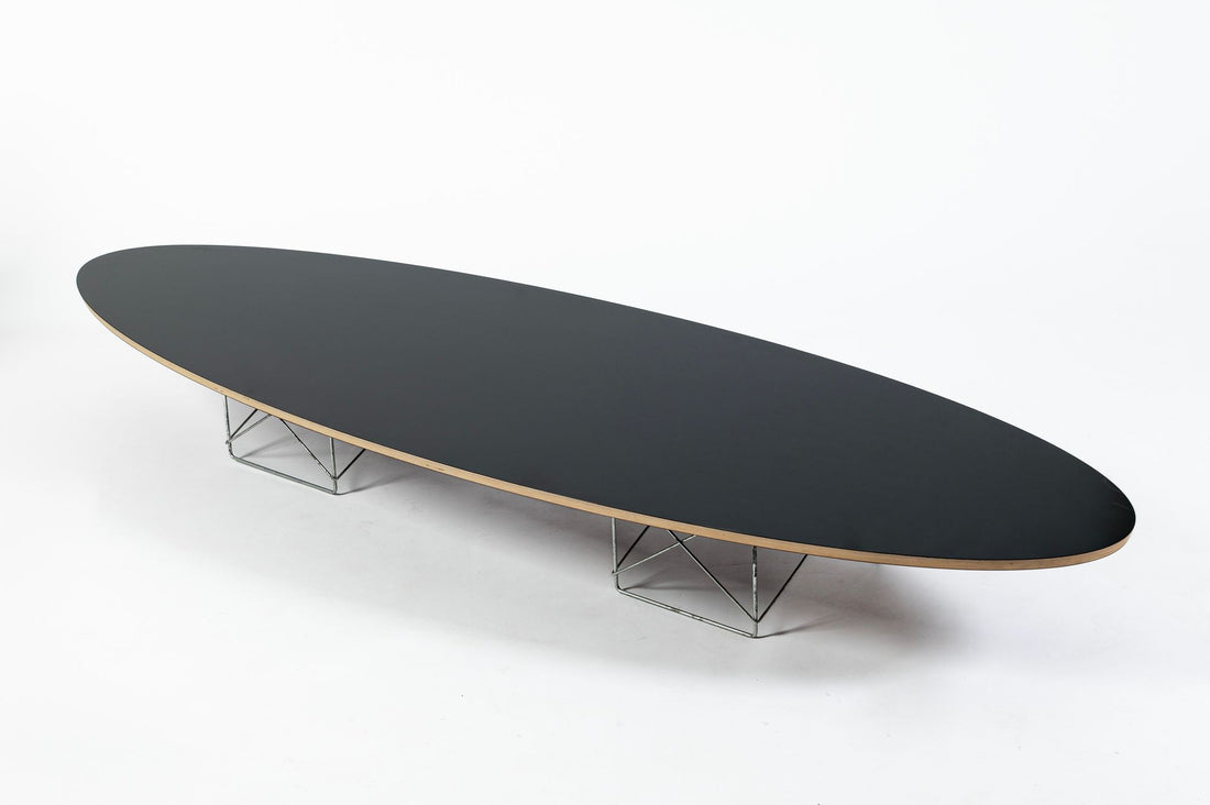 Eames Surfboard ETR Coffee Table for Herman Miller, Black Mid Century Modern Table