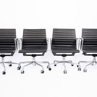 Eames for Herman Miller Black Leather Desk Chairs Thin Pad