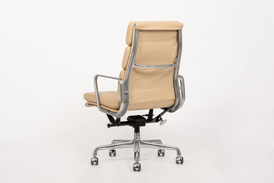 Eames Herman Miller Tall Cream Leather Office Chair Aluminum Group