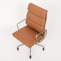 Herman Miller Eames Tall Brown Leather Desk Chair Aluminum Group