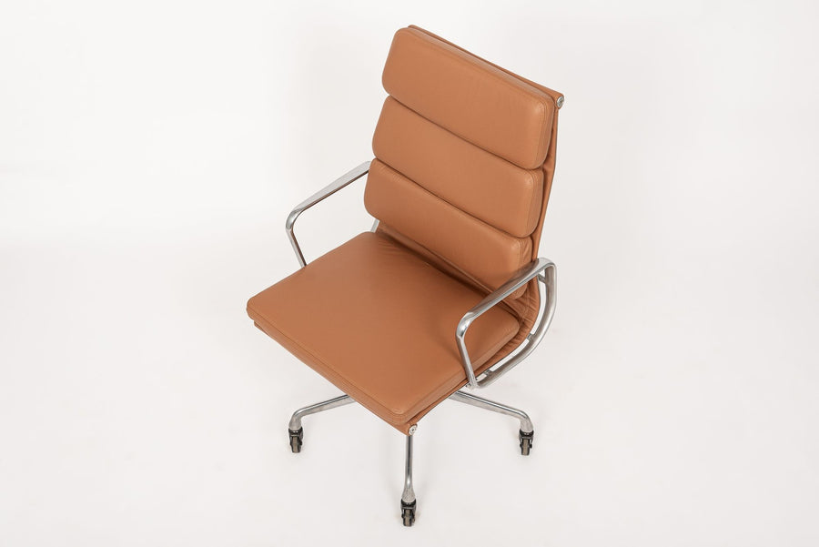 Herman Miller Eames Tall Brown Leather Desk Chair Aluminum Group