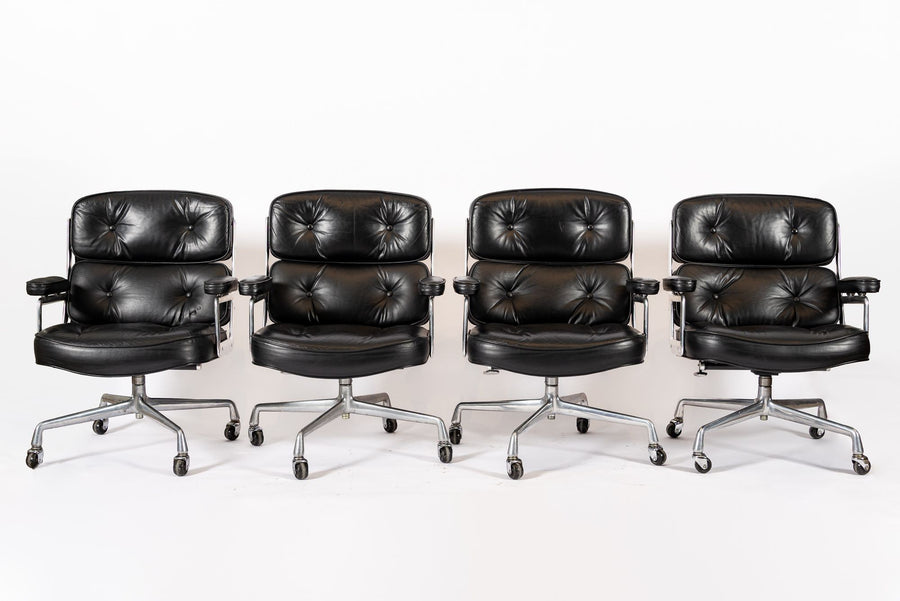 Eames for Herman Miller Time Life Black Leather Office Chairs 1980s