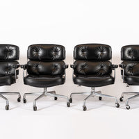 Eames for Herman Miller Time Life Black Leather Office Chairs, 1980s - Set of 4