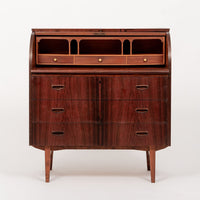 Vintage Mid Century Swedish Rosewood Rolltop Secretary Desk