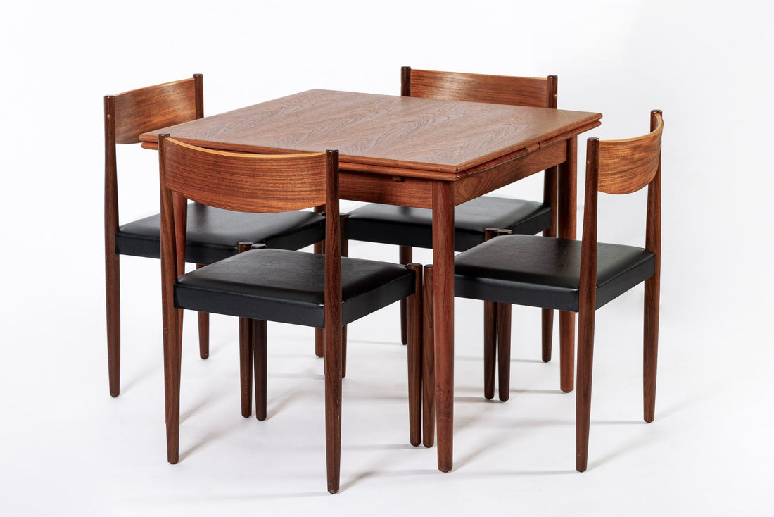Mid Century Danish Teak Dining Table and Chair Set by Poul Volther for Frem Rojle