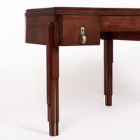 Antique Art Deco Wood and Ebonized Demilune Desk, 1930s