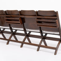Antique Wood Theater Chairs Four-Seat Folding, GM Building, Detroit