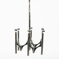 Gaetano Sciolari Italian Chrome Mid Century Modern Chandelier, 1970s