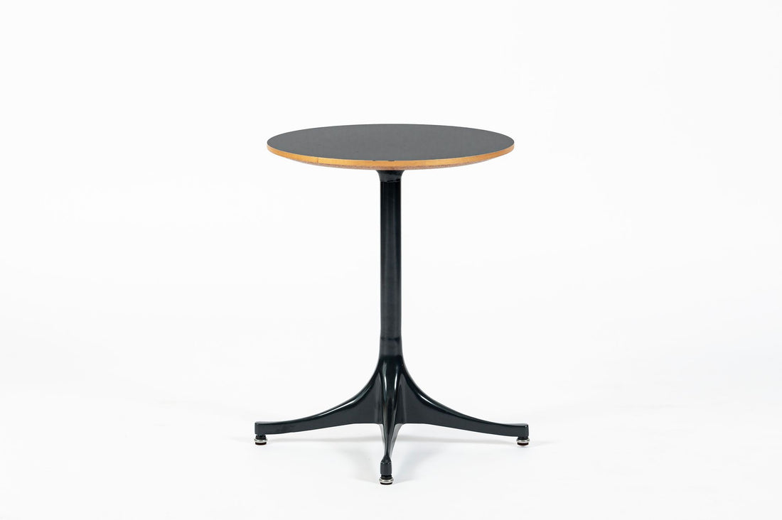 Mid Century George Nelson Pedestal Side Table for Herman Miller Black Laminate