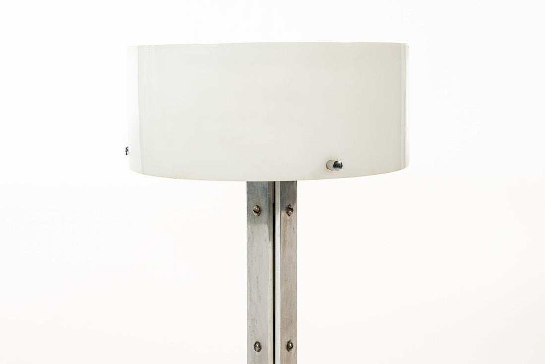 Vintage Mid Century Silver & White Acrylic Shade Table Lamp