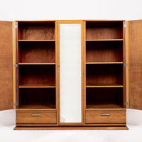 Antique French Art Deco Birdseye Maple Wardrobe Cabinet by Gouffé