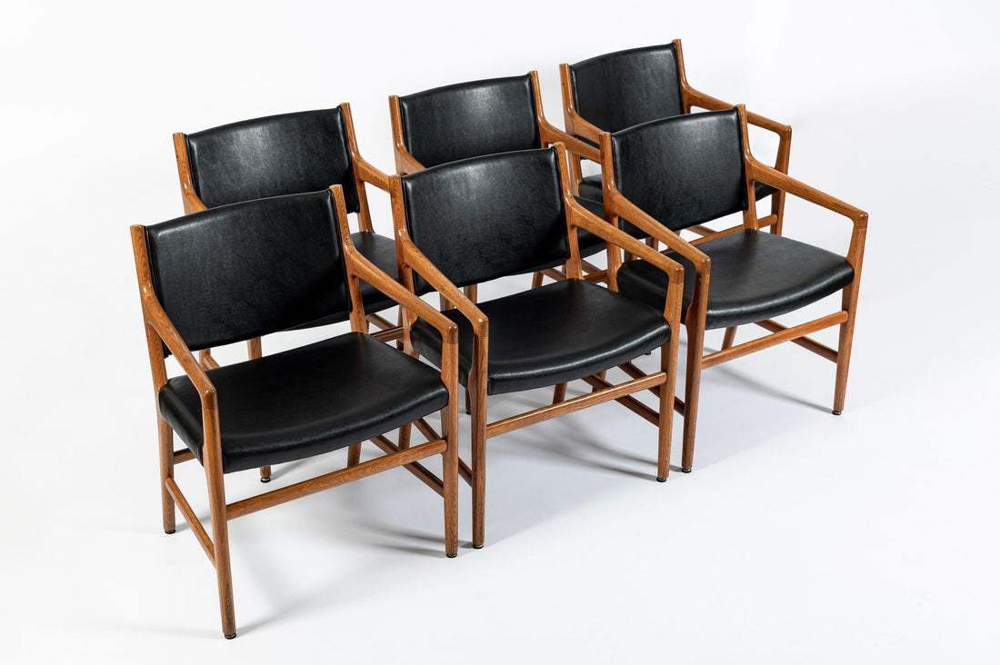 Hans J. Wegner JH507 Oak Dining Armchairs for Johannes Hansen (Attr.), Set of 6, Denmark, Circa 1965