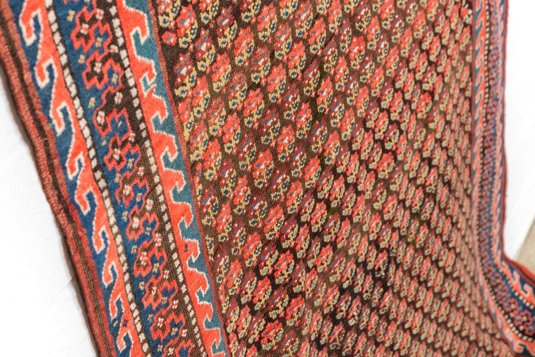 Antique Handmade Kurdish Red and Pink Floor Rug Runner 6x11