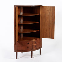 Mid Century Danish Modern Teak Corner Cabinet with Pivoting Drawers