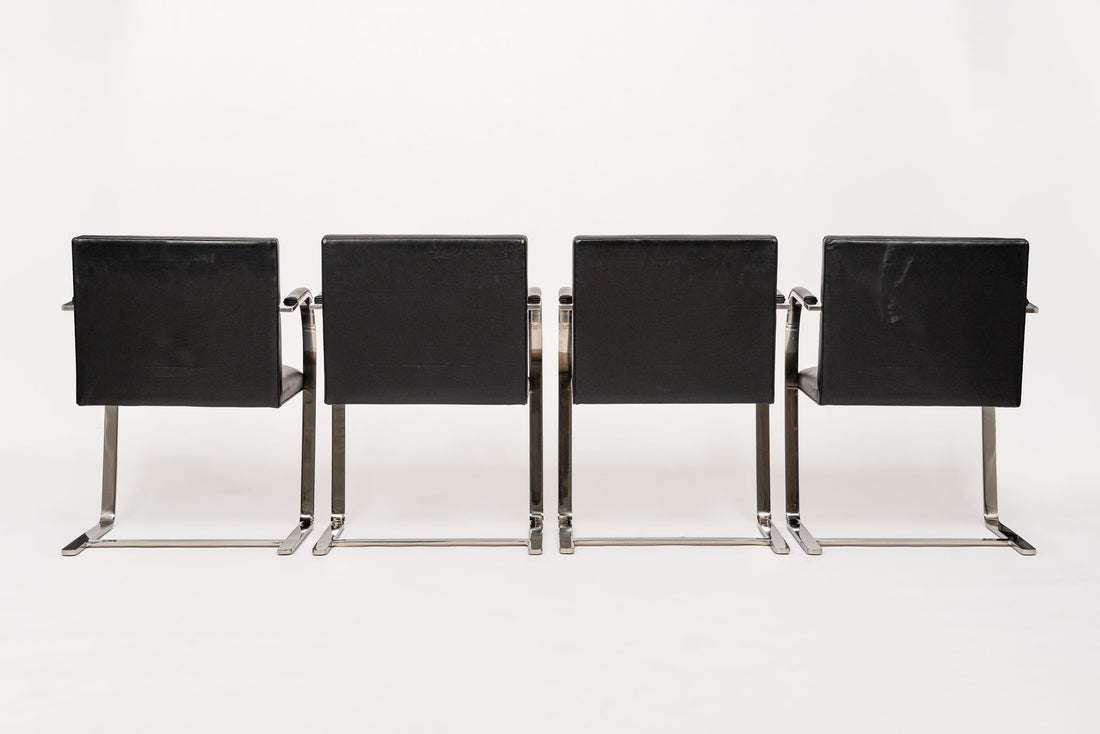 Mid Century Black Brno Chairs by Mies van der Rohe for Knoll 12 Available