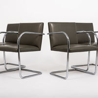 Mid Century Gray Leather Brno Chairs by Mies van der Rohe for Knoll