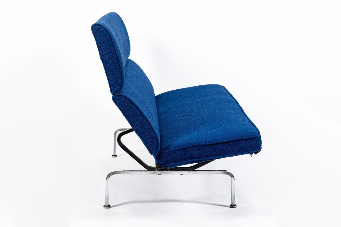Mid Century Blue Sofa Compact by Eames for Herman Miller 1970s