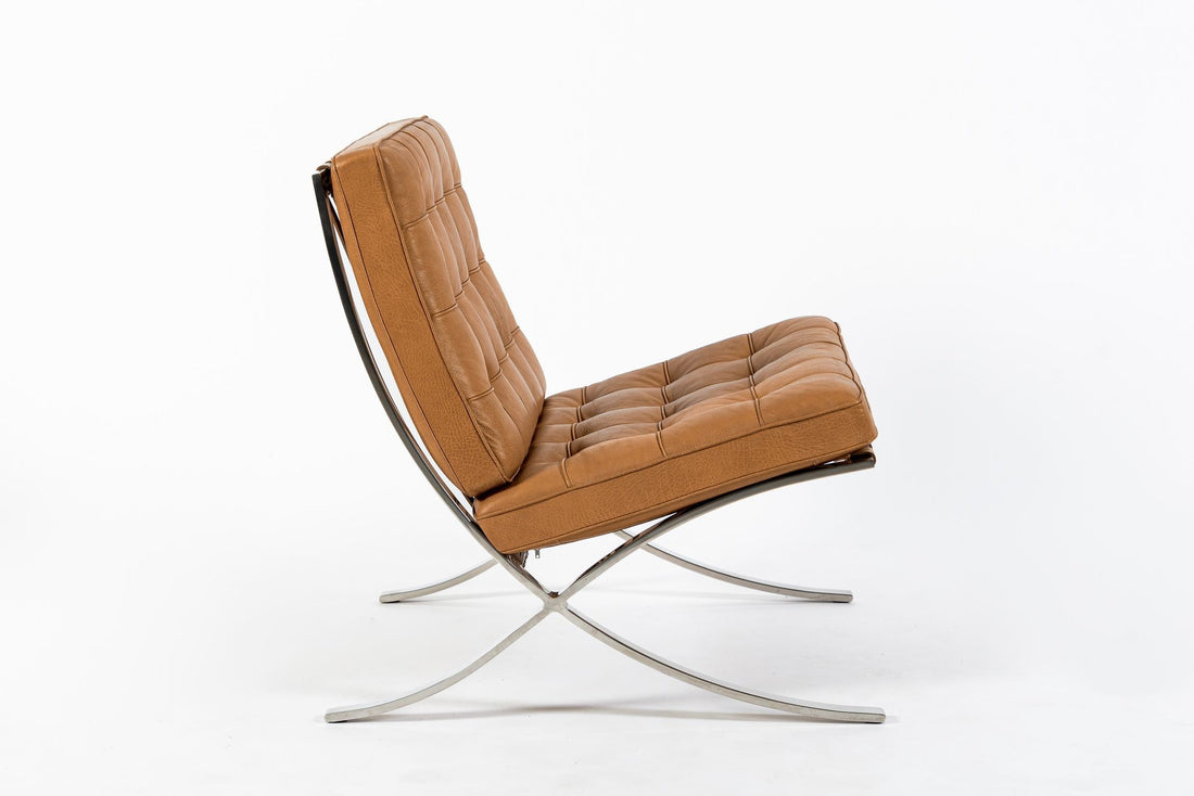Mid Century Brown Leather Barcelona Chair by Mies van der Rohe for Knoll, 1983
