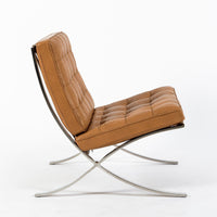 Mid Century Brown Leather Barcelona Chair by Mies van der Rohe for Knoll, 1983