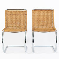 Mies van der Rohe MR10 Cane and Chrome Cantilever Dining Chairs for Stendig, Bauhaus Pair