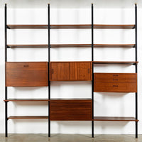 Early Production George Nelson OMNI Three-Bay Modular Walnut Wall Unit by Structural Products, Circa 1961