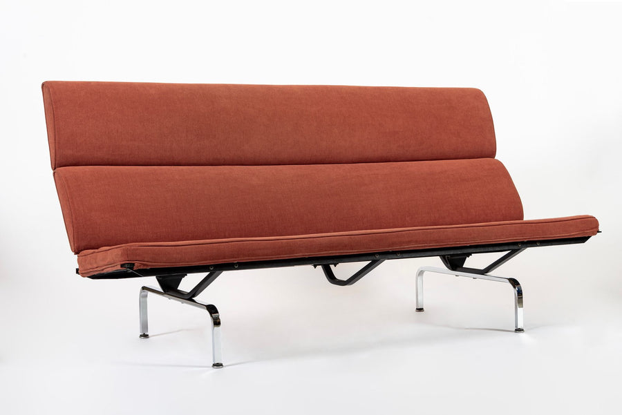 Mid Century Orange Sofa Compact by Eames for Herman Miller