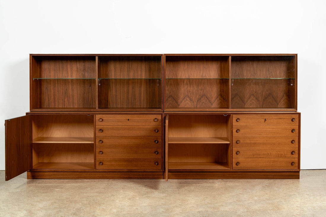 Pair of Swedish Mid-Century Modern Teak Bookcase Display Cabinets, 1960s