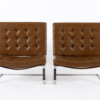 Pair Vintage Brown Tugendhat Lounge Chairs by Mies van der Rohe for Knoll 1960s