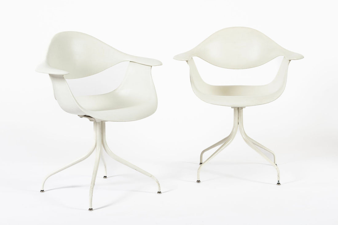 Mid Century White Swag Chairs by George Nelson for Herman Miller
