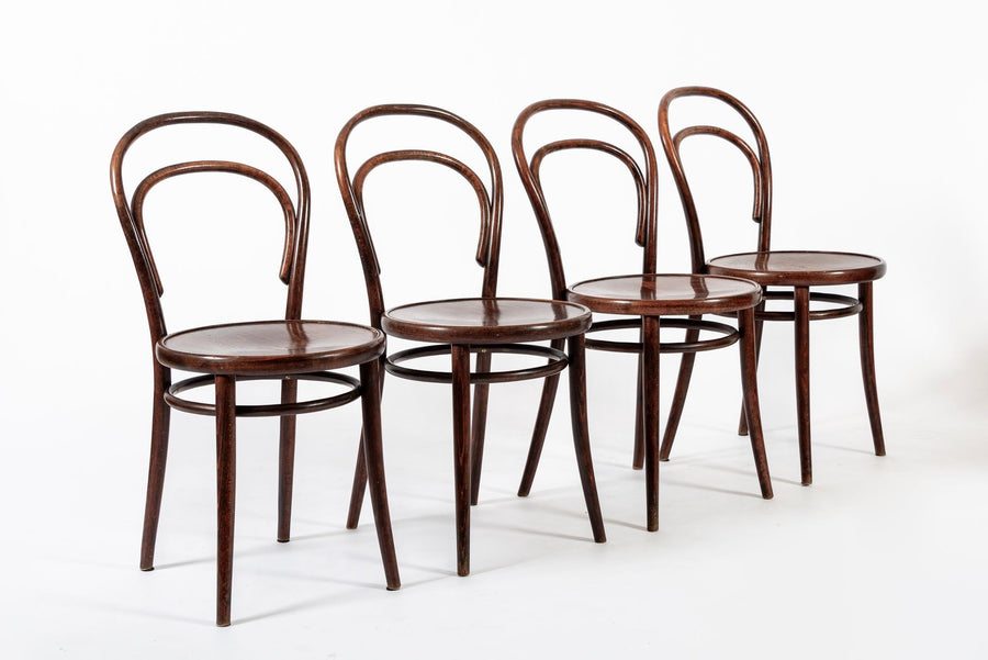Vintage Bent Wood Cafe Bistro Chairs by Drevounia, Set of 8