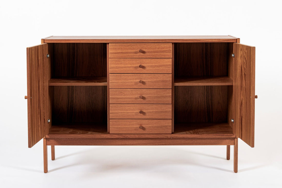 Mid Century Danish Teak Wood Credenza Sideboard Cabinet